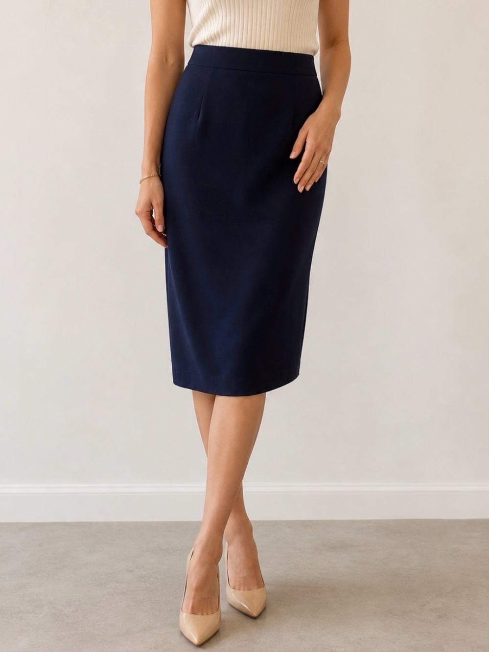 ❤️Classic Navy Blue Retro Chic Pencil Skirt